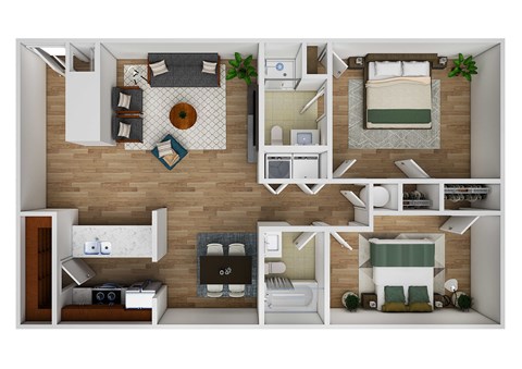2 Bedroom 2 Bathroom Floor Plan at Mammoth at the Orchard Apartments, Rogers, 72756  
